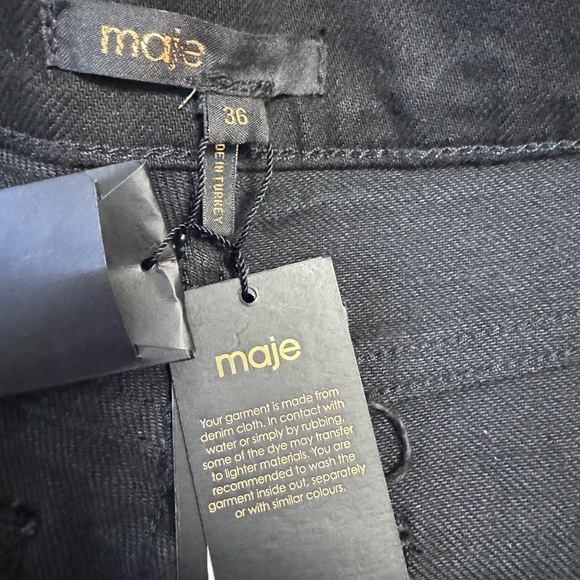 NWT MAJE High Waisted Black Jeans With Split at the Front Size Small - Picture 11 of 12
